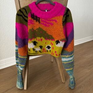 Free People Farmhouse Sweater - Rainbow Farm Combo